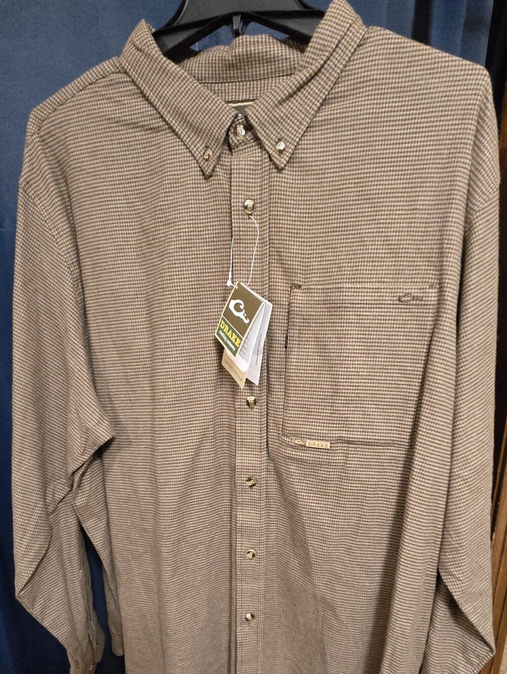 Drake 3XL  Men's Small-Check Brown Button-Down Shirt NWT
